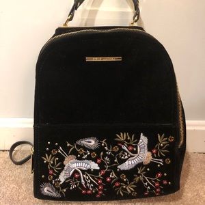 Black Velvet Steve Madden Backpack with Embroidery